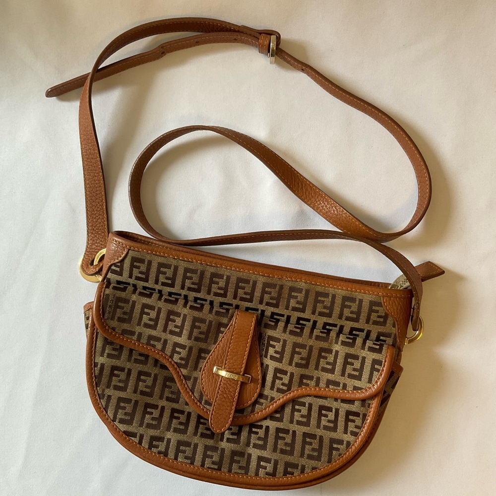 Fendi Bordeaux x Brown Monogram FF Zucca Crossbody Bag
